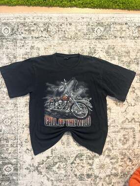 No Boundaries Call of the Wild Motorcycle and Wolves Graphic T-Shirt